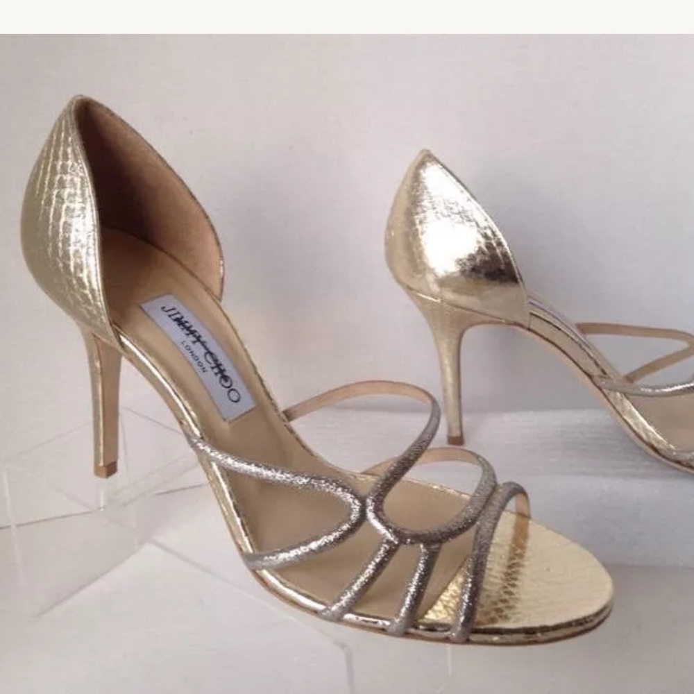 NEW JIMMY CHOO Straits D'Orsay Gold Sandals (Size 40.5) - MSRP $795.00